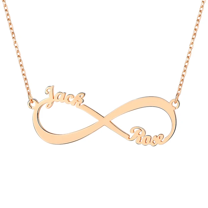 Rose Gold Color SILVERCUTE 925 стерлингового серебра пользовательское бесконечное ожерелье для пары персонализированное Имя Ювелирные изделия День святого Валентина подарки SCP6276B - Цвет камня: Rose Gold Color