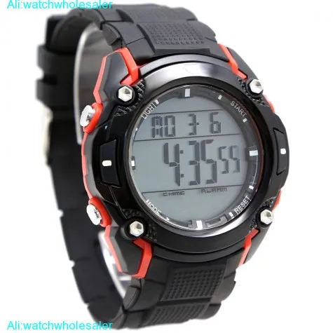 DW437B BackLight Black Bezel Women 100% Tested3ATM Red +Black Case Digital Watch