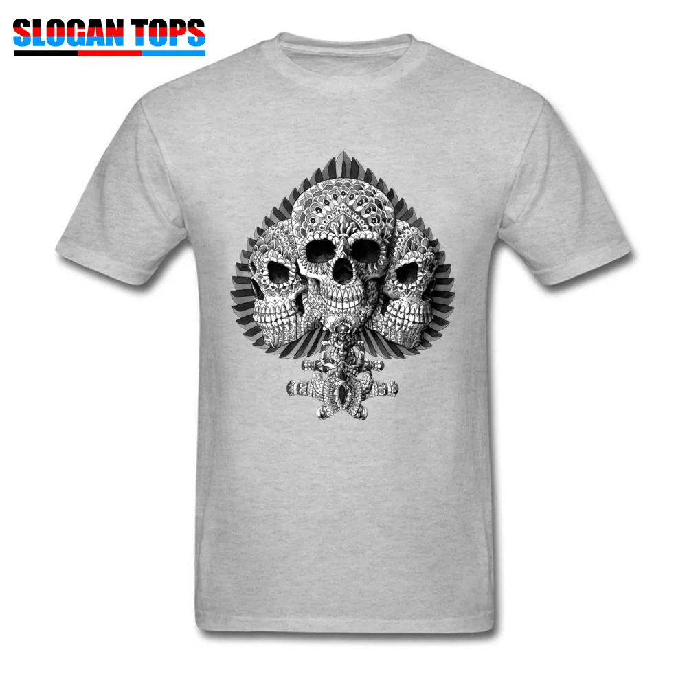 Prevalent Men's Tees Skull Spade 6396 Personalized T Shirts 100% Cotton Short Sleeve Design T-shirts Round Neck Skull Spade 6396 grey