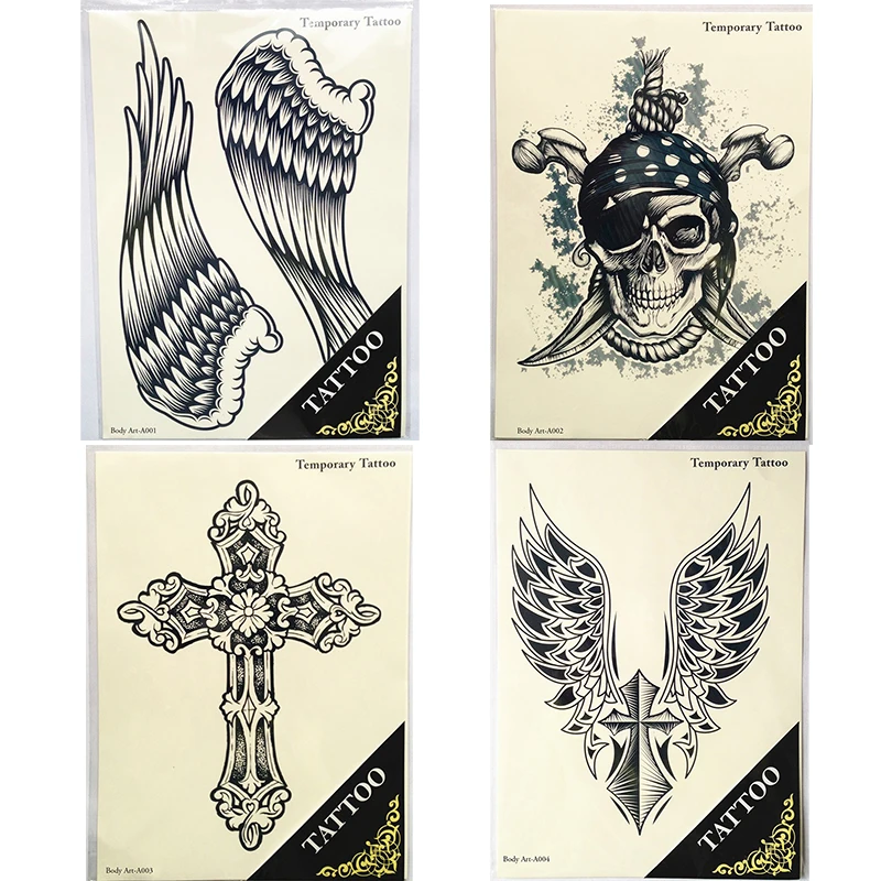 34*23cm große volle zurück farbe flügel Pirate kreuz design Temporäre tattoo  aufkleber körper/zurück malerei zeichnungen wasserdichte kühle männer -  AliExpress