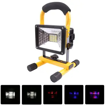 

24 LED Waterproof Flood Light Outdoor Reflector LED External Projector RGB Light Spotlight Rechargeable by 3*18650 Battery 30W