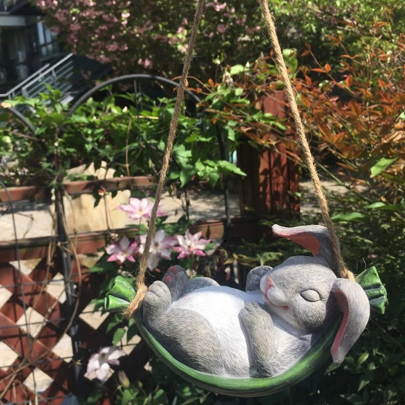 

Outdoor patio resin Creative animal swing Simulation of the rabbit Garden landscape ornaments rustic home decor