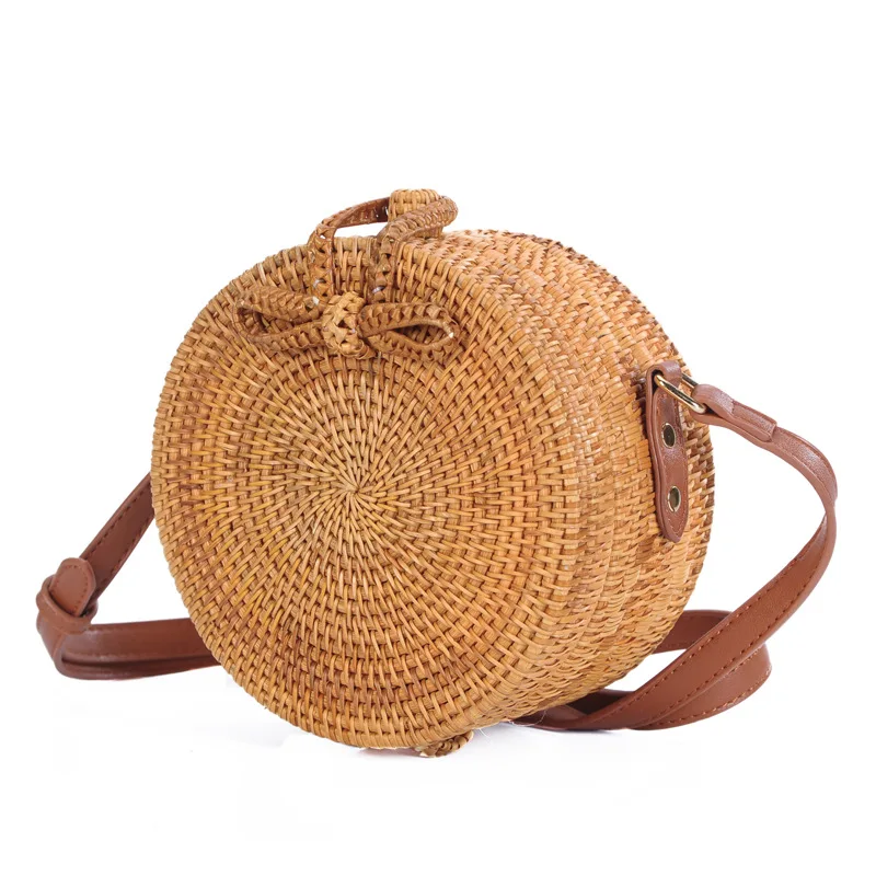 

Vietnam rattan bag straight edge waist flower bag Messenger bag fashion beach bag shoulder strap adjustable 2 sizes