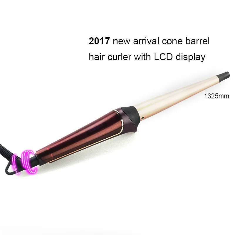 

A new ceramic tourmaline cone LCD display curlers plating Phnom Penh hair stick wholesale