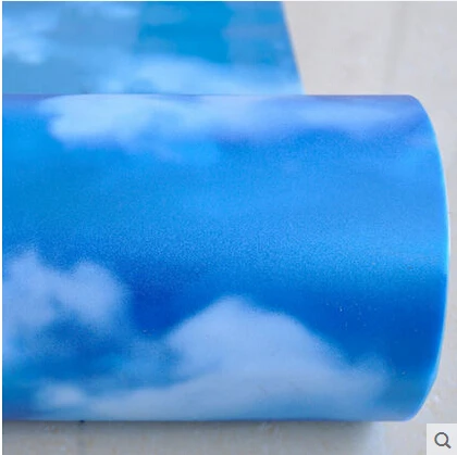 Голубое небо и белые облака Высококачественная стеклянная пленка оконная бумага матовый Непрозрачный цвет декоративная мебель раздвижные двери стикер ветер - Цвет: Синий