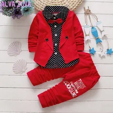 gentleman 2017 spring baby boys casual dot shirt+pants Suits Infant fake 2pc/sets bebe clothing set Clt086