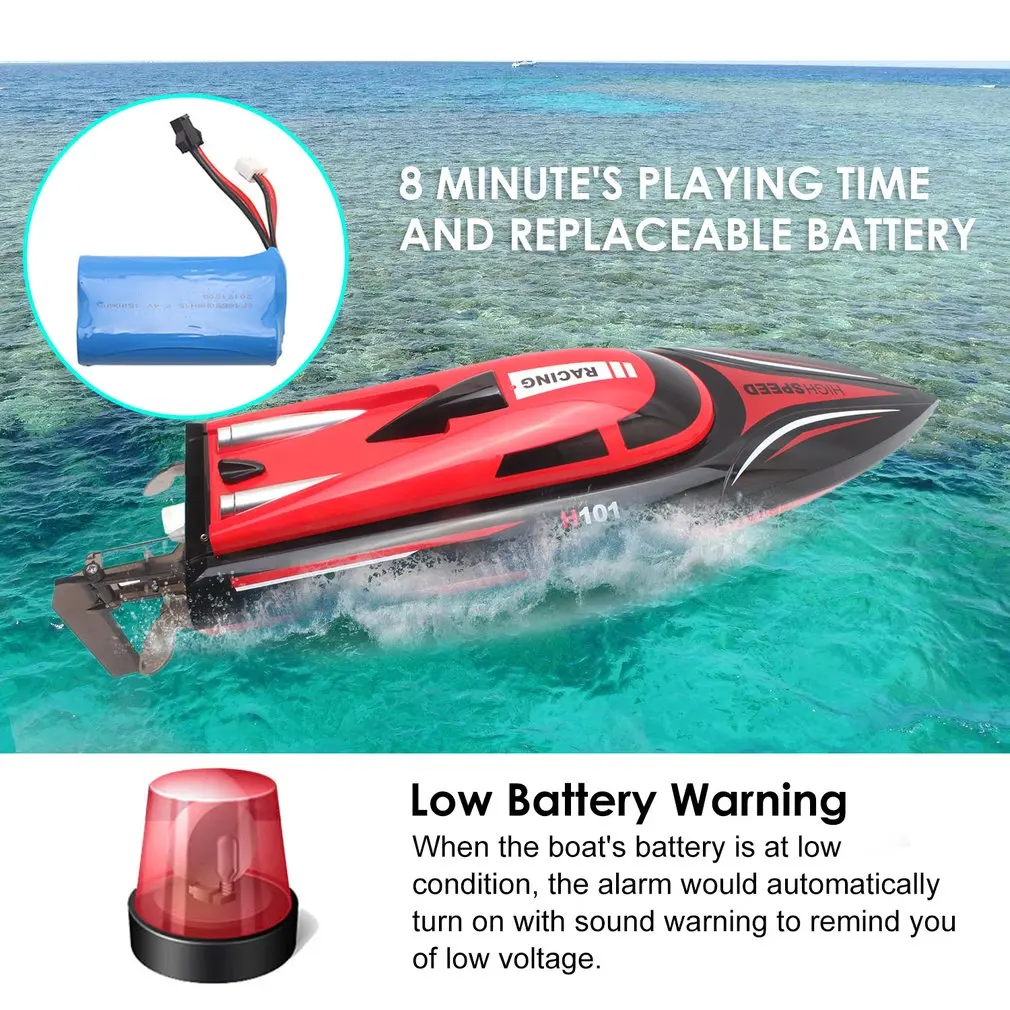 Hot! RC Boat H101 2.4GHz 2CH 30KM/H High Speed Boat 180'Flip Reversion Self Righting RC Racing Boat Transmitter 150M LCD Screen Hot! RC Boat H101 2.4GHz 2CH 30KM/H High Speed Boat 180'Flip Reversion Self Righting RC Racing Boat Transmitter 150M LCD Screen