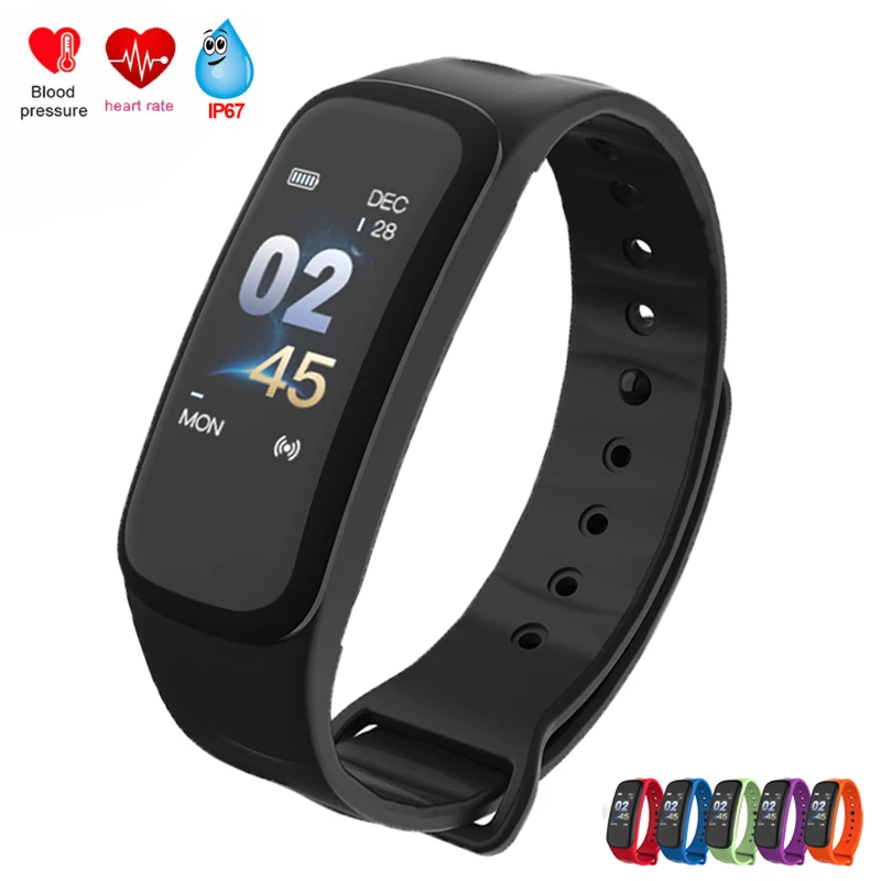 

100% Original C1Plus Smart Bracelet Blood Pressure Oxygen Watches Heart Rate Monitor Color Screen Smart Band for Android IOS