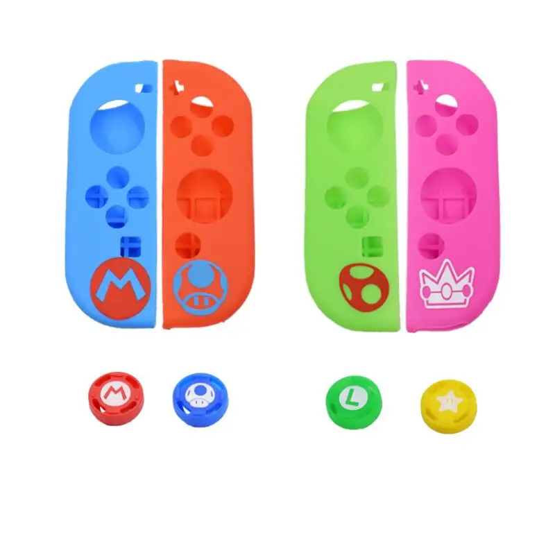 

JoyCon Gamepad Silicone Protective Skin Case+Thumbstick Grips Joystick Caps Cover For Mario Nintend Switch NS Joy-Con Controller