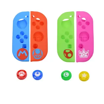 

JoyCon Gamepad Silicone Protective Skin Case+Thumbstick Grips Joystick Caps Cover For Mario Nintend Switch NS Joy-Con Controller