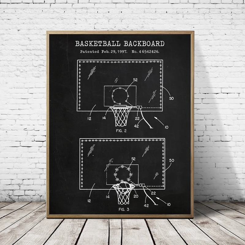 Basketball Backboard Patent Painting Home Decor