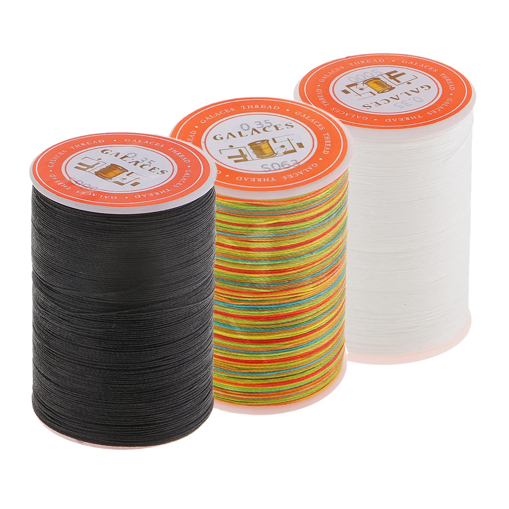 3 Pieces Waxed Thread 0.35mm 300m Polyester Cord Sewing Threads Stitching Leather Craft Bracelet DIY Apparel Sewing Fabric