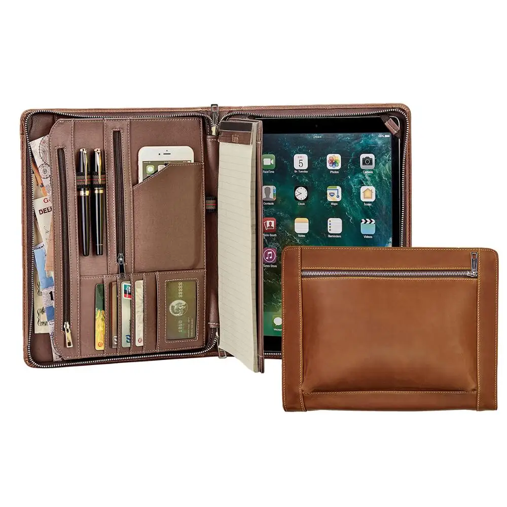 

Vintage Crazy-Horse Leather Portfolio A4 Folder, Handmade Padfolio Portfolio Case Business Organizer