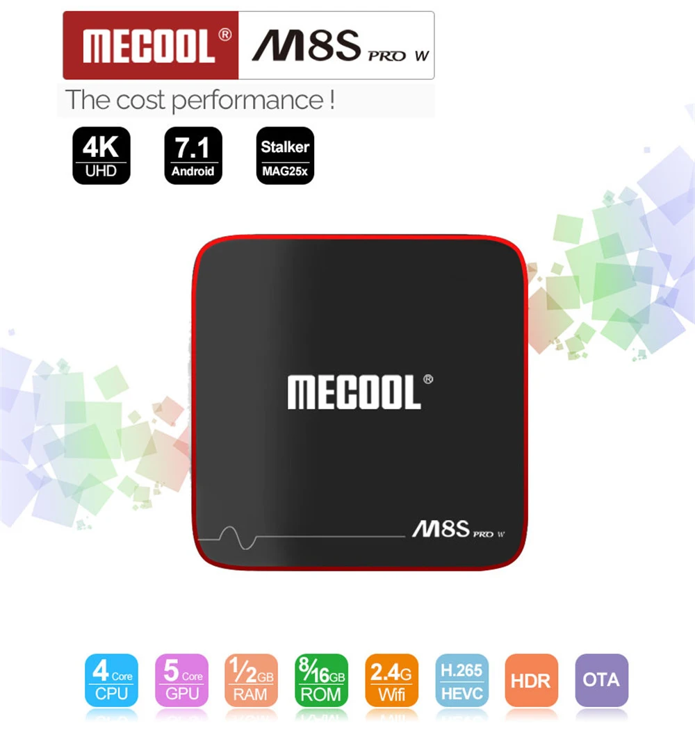 Mecool M8S PRO W Android 7,1 Smart ТВ Box Amlogic S905W 4 ядра 4 K H265 3D HD 1 ГБ Оперативная память DDR4 8 GB Android ТВ коробка