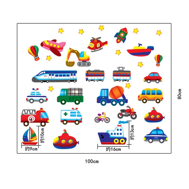 Sweet Home Поезд Автомобиль Грузовик вертолета Bus съемные стенки Стикеры наклейка мальчик Детская комната Декор украшение дома стены Бумага