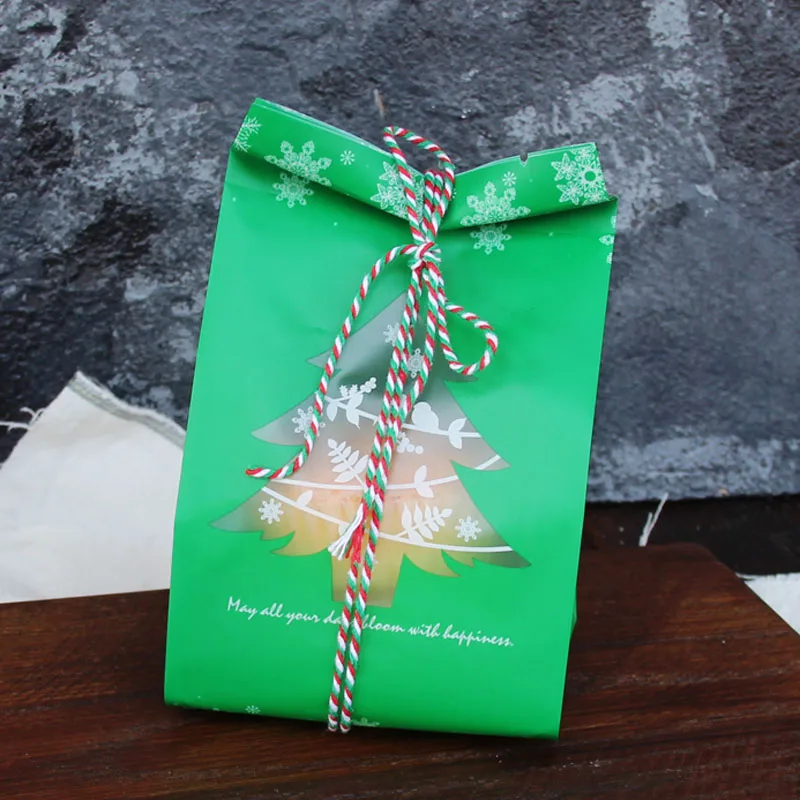 10 шт. Красная Зеленая Рождественская елка пластиковая сумка в форме снежинки для печенья конфетные сумки веселая Рождественская вечеринка Подарочный пакет для детей рождественские принадлежности