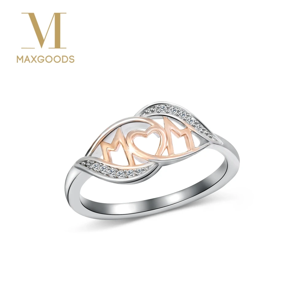 

1Pcs Crystal Romantic Ring Rose Gold Color Love Mum Heart-shaped Rings for Women Mother Ring Mother's Day Birthday Gifts