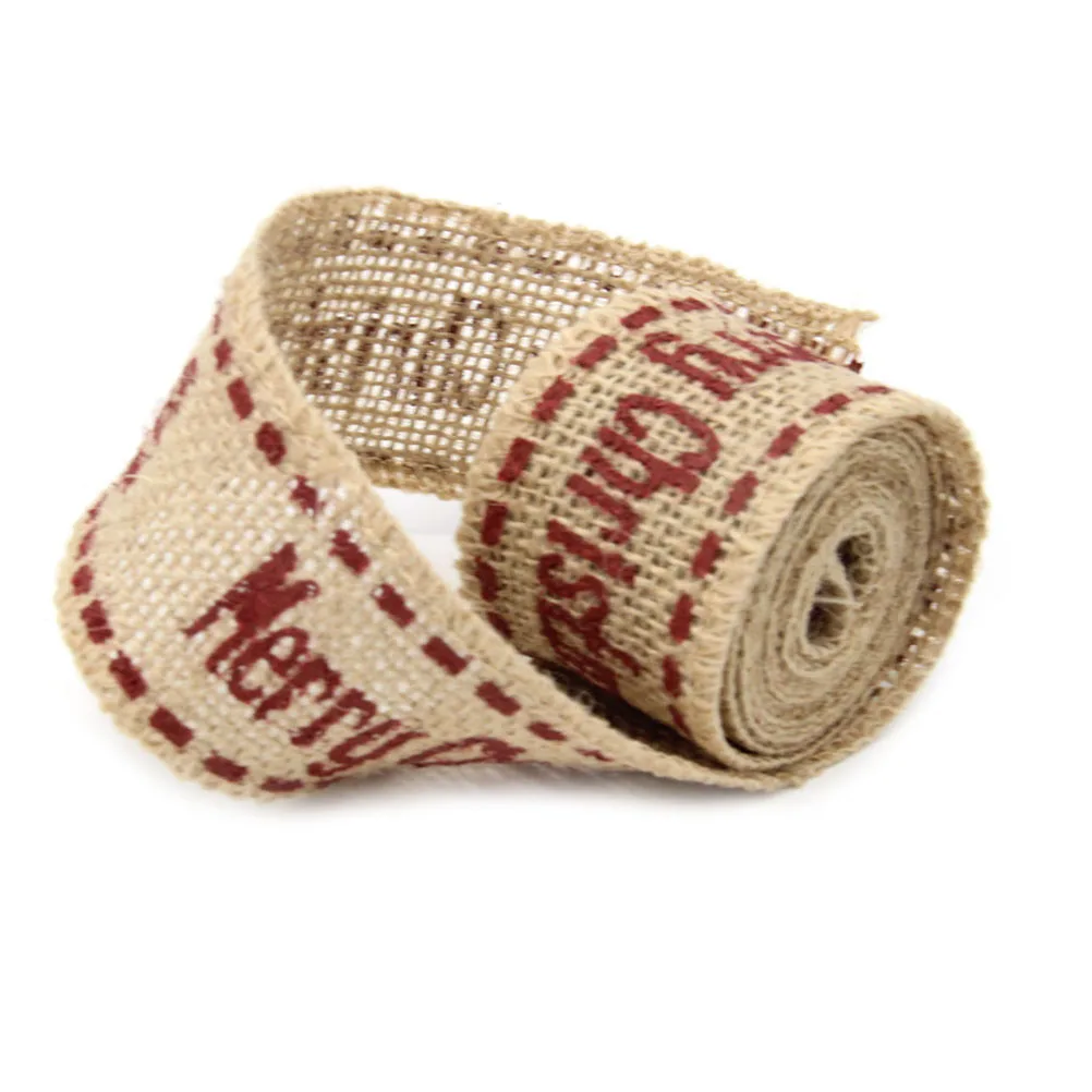 2m 4cm merry christmas burlap craft ribbon for diy crafts home wedding christmas decoration - Burlap Christmas Ribbon 2m 4cm merry christmas burlap craft ribbon for diy crafts home wedding christmas decoration - Burlap Christmas Ribbon