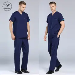 Новая летняя одежда для доктора с v-образным вырезом униформа для медсестер медицинский салон красоты скраб набор с коротким рукавом