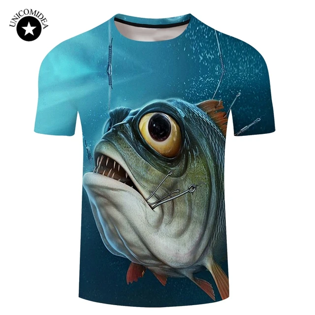 Buy Summer Men Funny Big Fish Freshwater Printed T