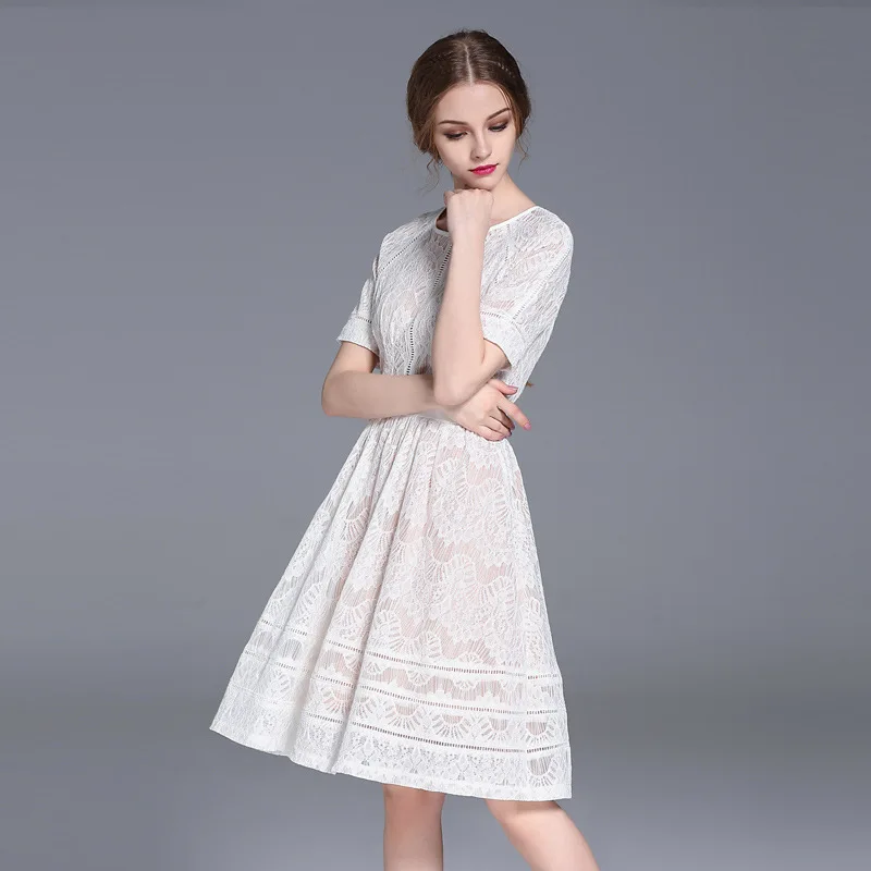 Europa Station Estate Nuovo Modello di abito-vestito Merletto Pesante Split Comune Dress