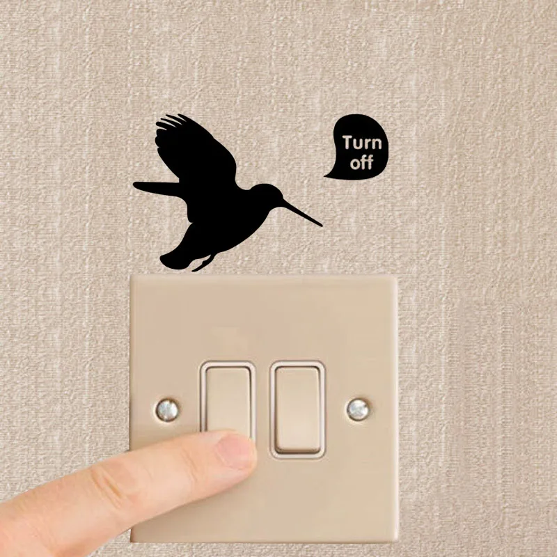 

TURN OFF Hummingbird Prompt Switch Decals Vinyl Decoration Fashion Wall Stickers A3270