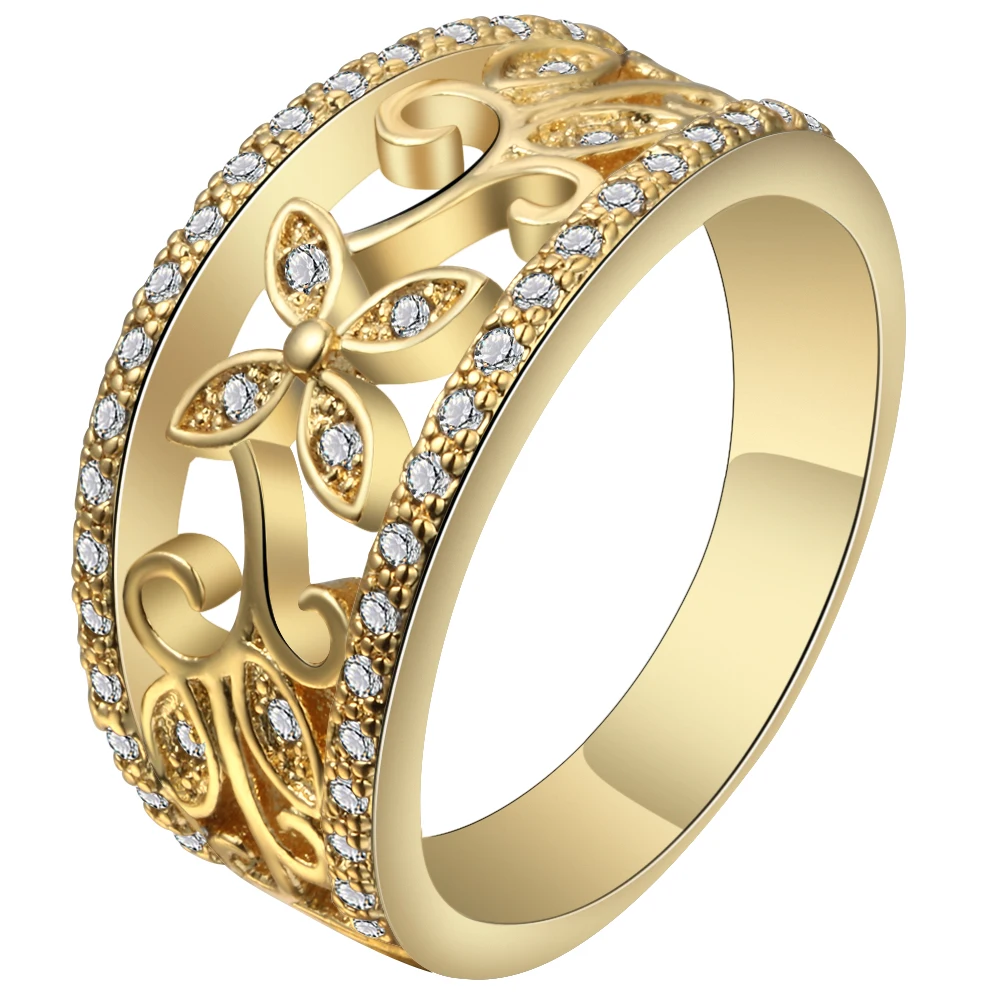 

Hainon Full CZ Zirconia Leaves Rings for Women Gold Color Finger Ring Size 6-10 Fashion Rings Jewelry Dropshipping 2017 Hot