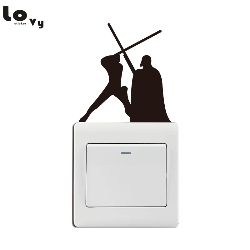 

Classic Movie Star Wars Darth Vader Silhouette Viny Switch Sticker Cartoon Wall Sticker for Kids Room Home Decor