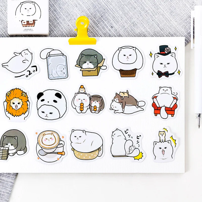

45pcs /Pack Lazy Cat Adhesive DIY Sticker Stick Label Notebook Album Diary Decor Student Stationery Sticker