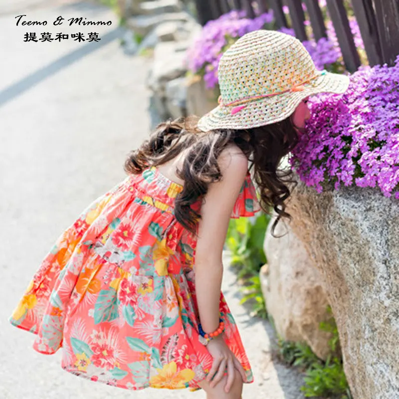 2017 Bébé Fille Princesse Robe 4 12ans Sling Floral Robe