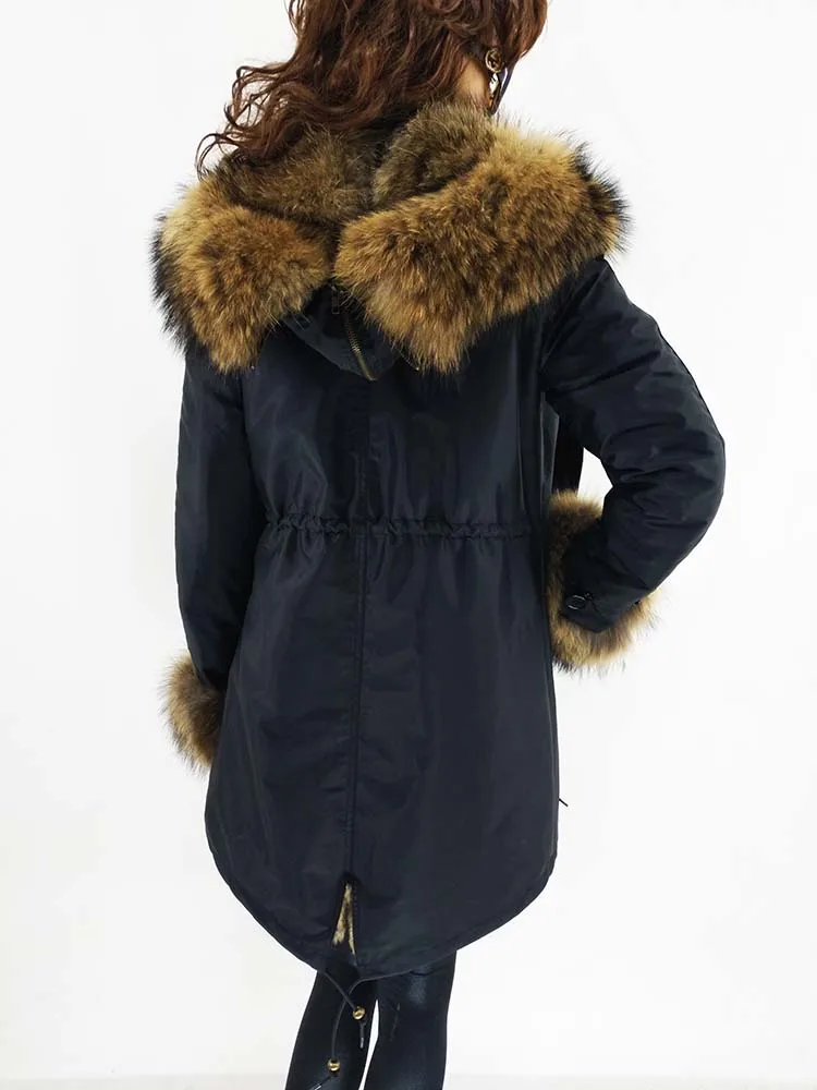 OFTBUY, пальто из натурального меха, длинная парка, зимняя куртка для женщин, воротник из натурального меха енота, подкладка из натурального кроличьего меха, уличная одежда, новинка
