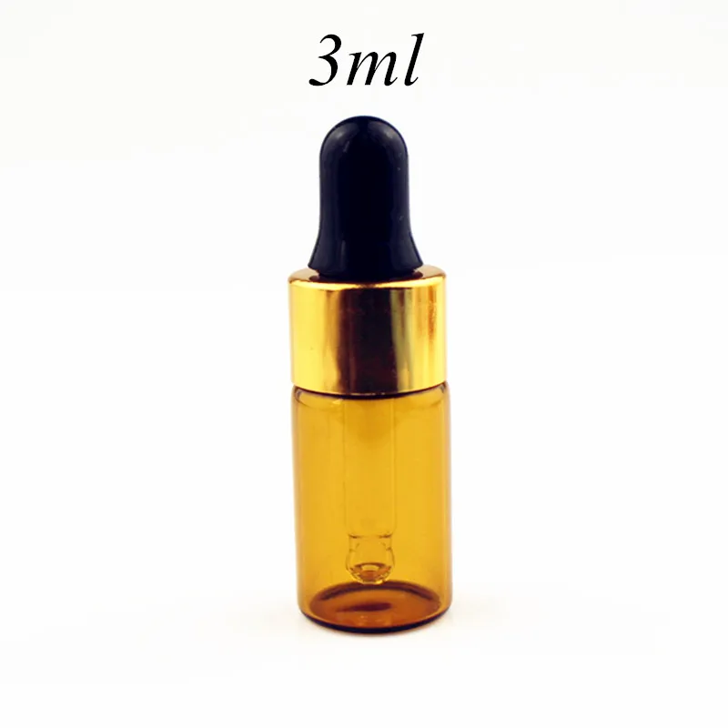 3ml gold black 10 шт./лот 1 мл 2 мл 3 мл 5 мл янтарная стеклянная бутылка-капельница пустые бутылки для эфирного масла капельница Многоразовые прозрачные стеклянные флаконы - Цвет: 3ml gold black
