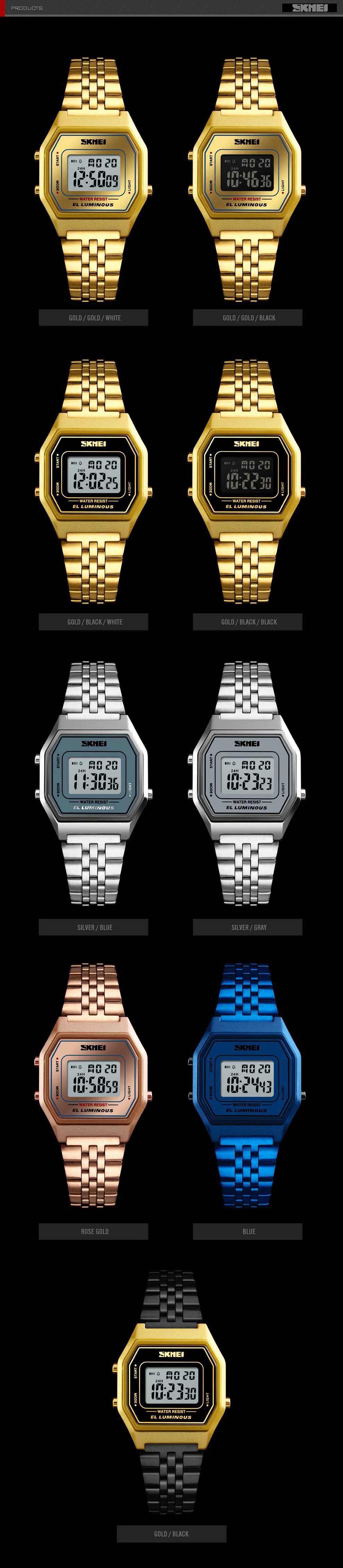 SKEMI женские часы люксовый бренд спортивные женские часы модные 30 м водонепроницаемые цифровые наручные часы для женщин Relogio Feminino
