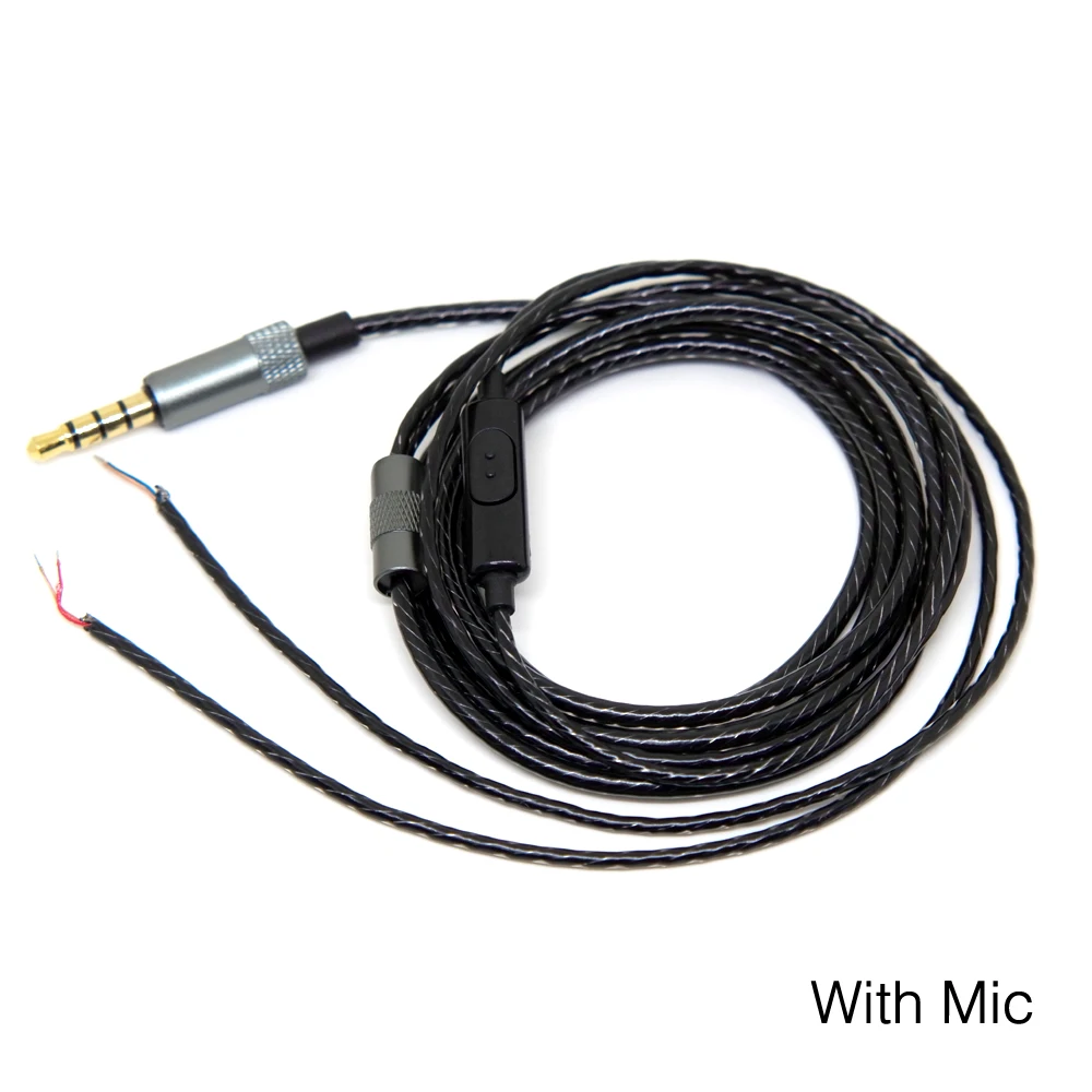 1,2 м с микрофоном, LC-OFC, самодельный кабель для наушников, высококачественный сменный кабель, провод для ремонта, обновленные наушники, наушники с микрофоном
