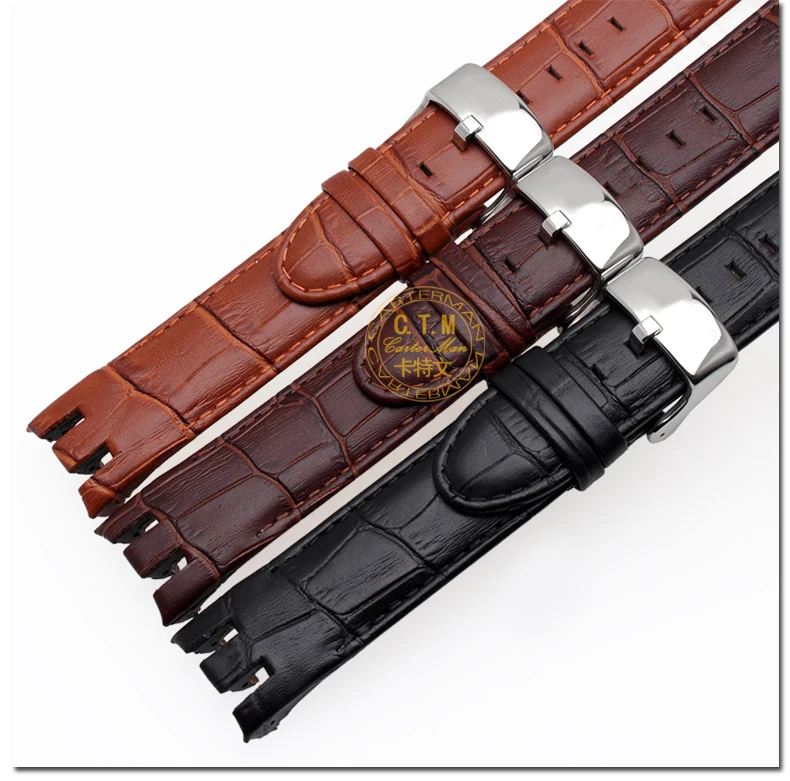 Ремешки из натуральной кожи для swatch YRS403 412 402G серия верхний слой из воловьей кожи крокодиловый 21 мм ремешок для часов для мужчин с инструментами