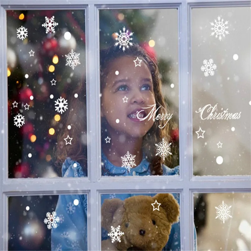 Removable Wall Sticker christmas window stickers Snowflakes Decals Home