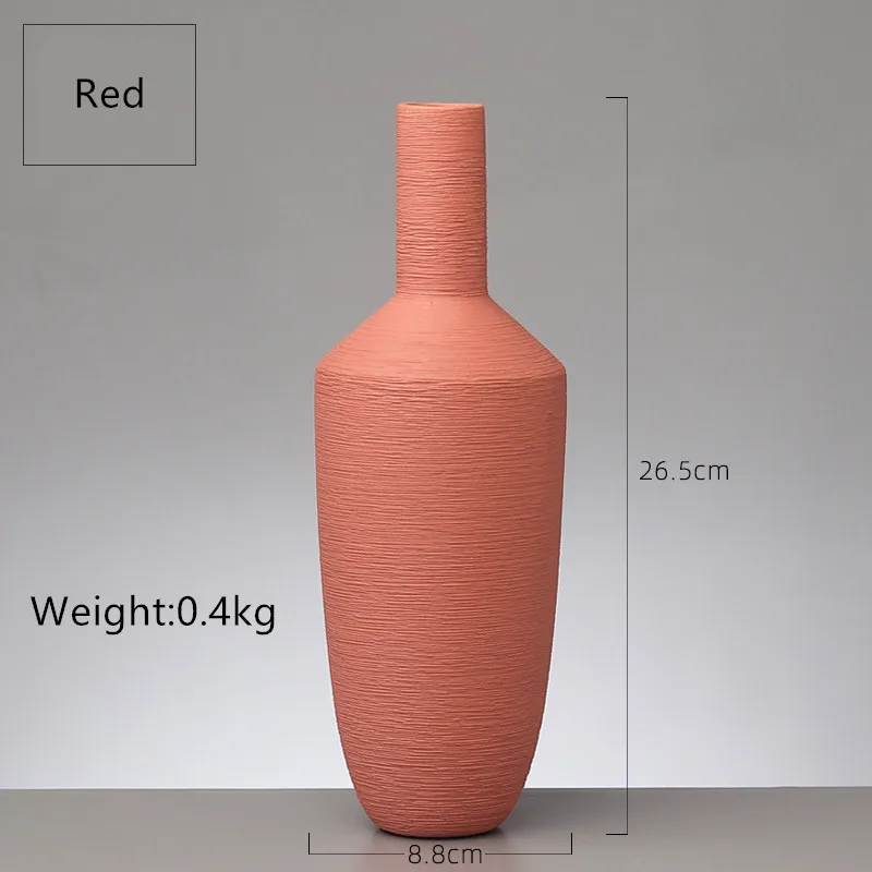 Red Керамическая ваза Morandi Красный Желтый Серый Синий Зеленый настольные вазы для цветы для домашнего декора аксессуары современные - Цвет: Red
