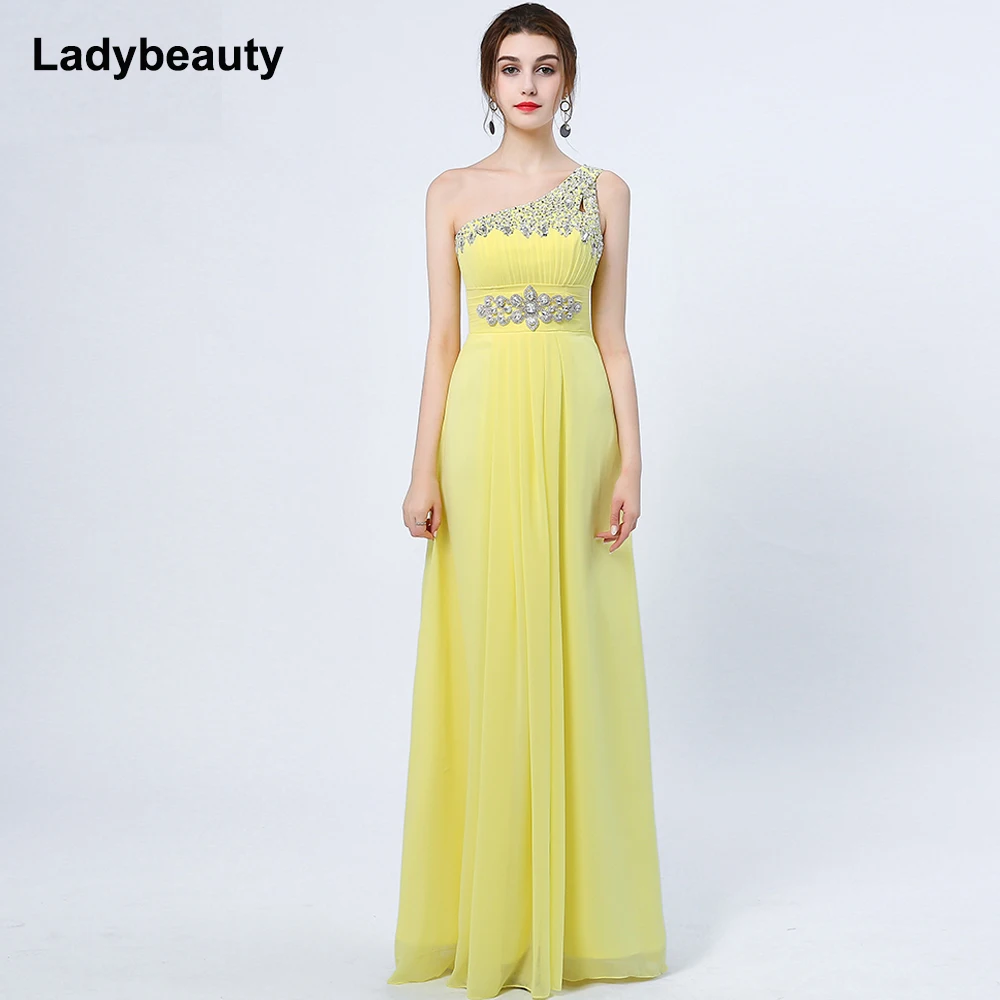 Женское длинное вечернее платье Ladybeauty элегантное трапециевидное на одно плечо