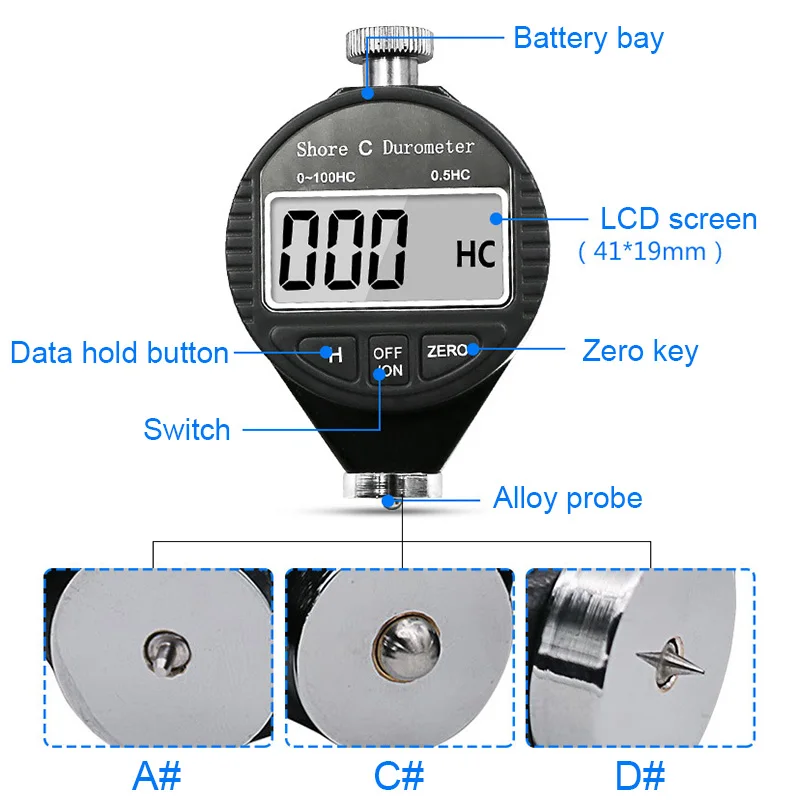 

Compact Pocket Size Digital Shore Durometer Tester 1-100HA/HC/HD Hardness Meter LCD Display SDF-SHIP