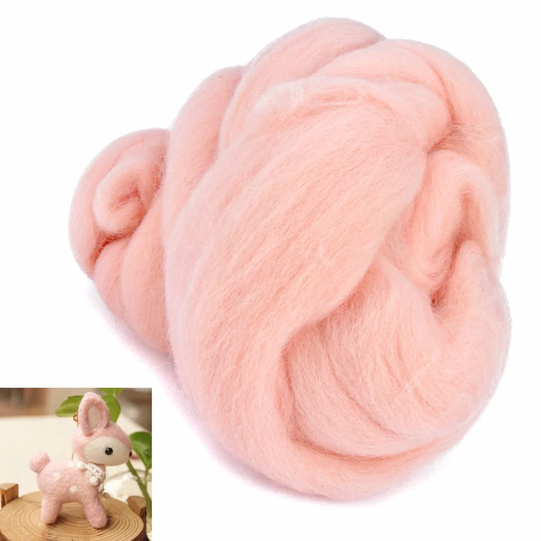 

Flesh Color Felting Wool 50g Merino Roving Wool Fiber Dyed Wool Tops For Handmade DIY Needle Felting Halloween Christmas Gifts