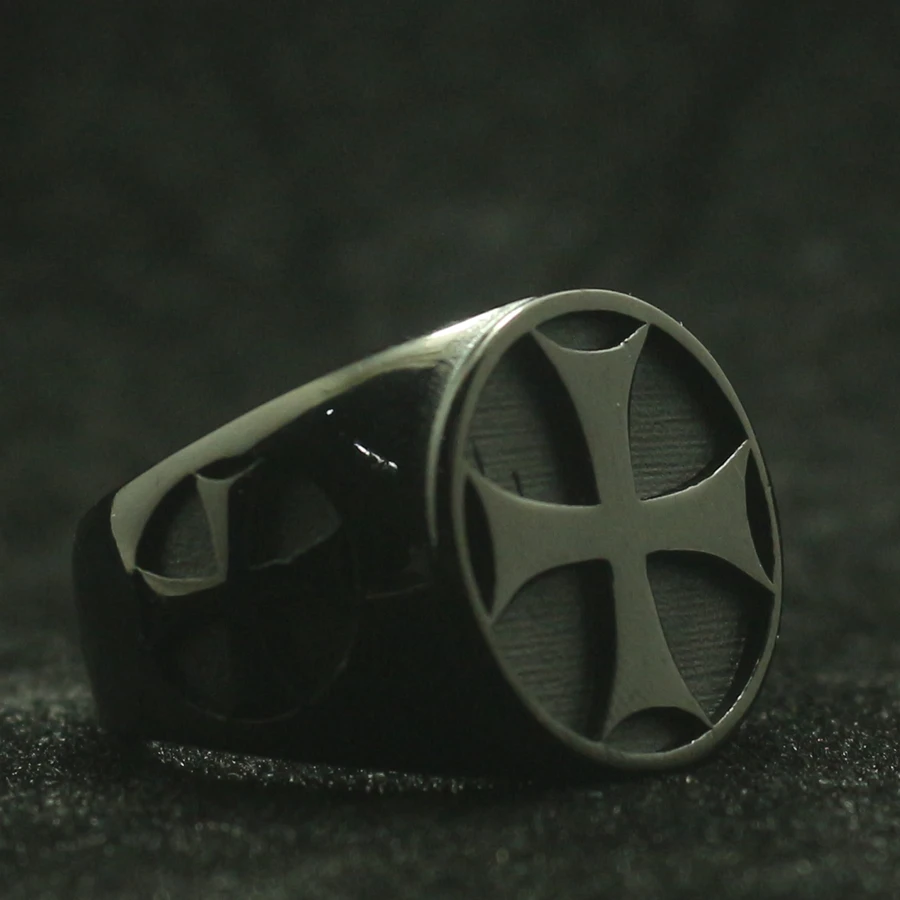 Мужские Мальчики 316L нержавеющая сталь крутой байкер классический черный крест кольцо