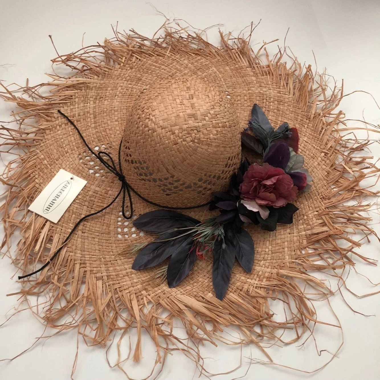 

ZJBECHAHMU Fashion Solid Vintage Floral Straw Sun Hats For Women Girl Summer Caps Big sunshade beach hat 2019 New Accessories