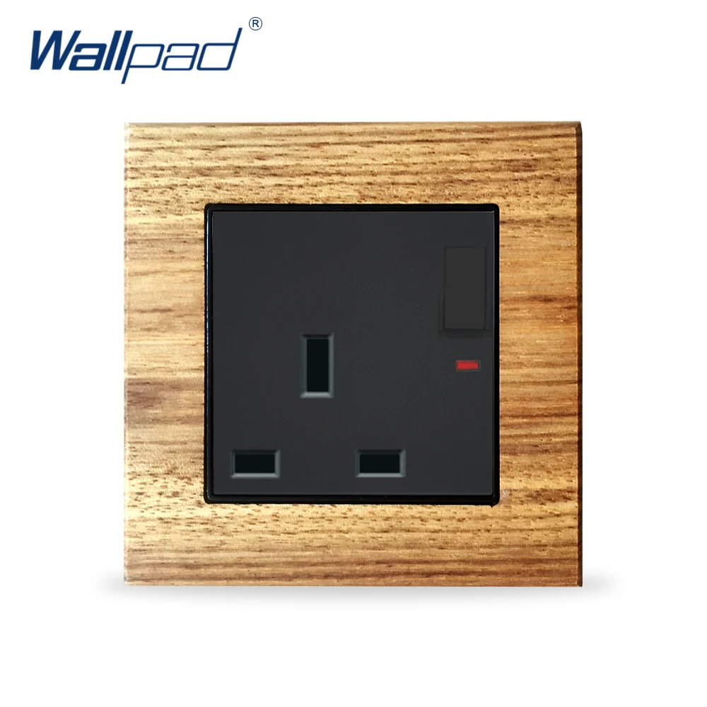 

UK 3 Pin 13A Socket With Switch Wooden Multifunction Socket Wallpad Luxury Wall Power Sockets