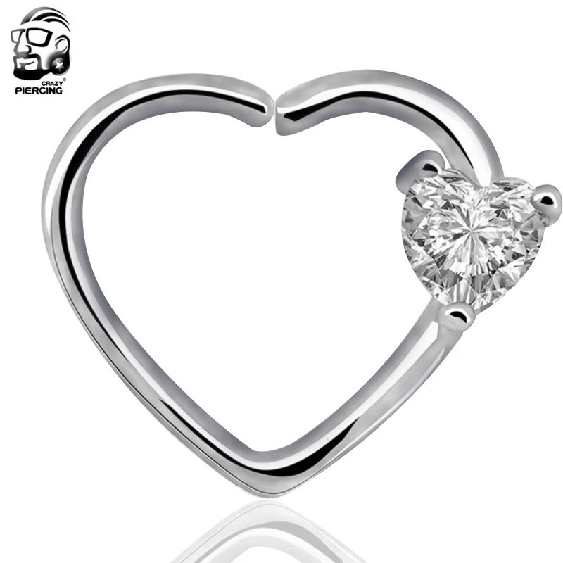 

Romantic Heart Shaped Waves Left Closure Daith Cartilage Earring Wholesale Surgical Stainless Steel Barbell Tragus Piercing