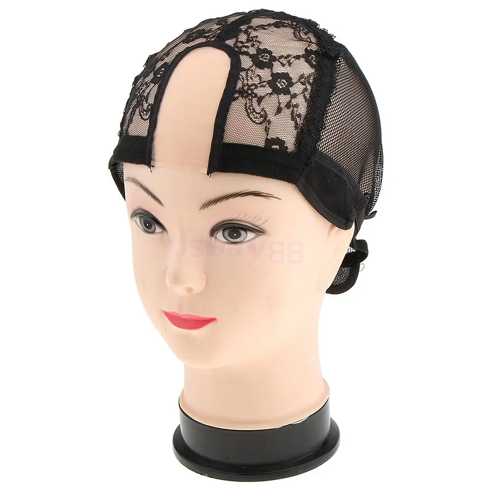 Регулируемый ремешок растягивающийся кружевной передний парик Кепка для создания париков Weave cap эластичная сетка для волос сетка для женщин, с длинными волосами черный