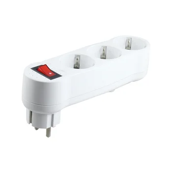 

16A 250V 3-Way EU Socket Adapter Plug with Switch for Home Hotels Restaurants Socket Plug Mains Lead Strip Adapter RT99