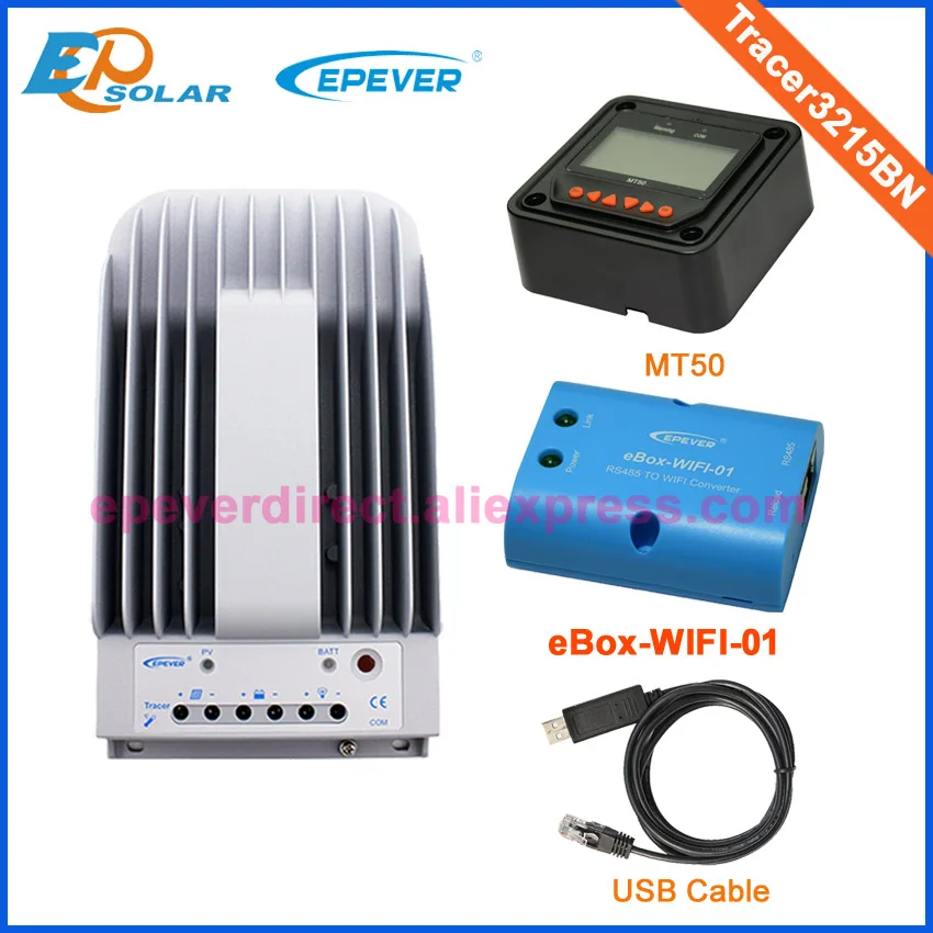 

solar charger controller 30A Tracer3215BN with wifi function USB and MT50 remote meter Max Pv Input 150V