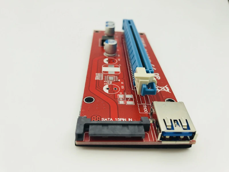 Красный 60 см PCIE PCI Express 1x к 16x Riser Card USB 3 0 кабель SATA питания 007 для Биткоин майнинга BTC