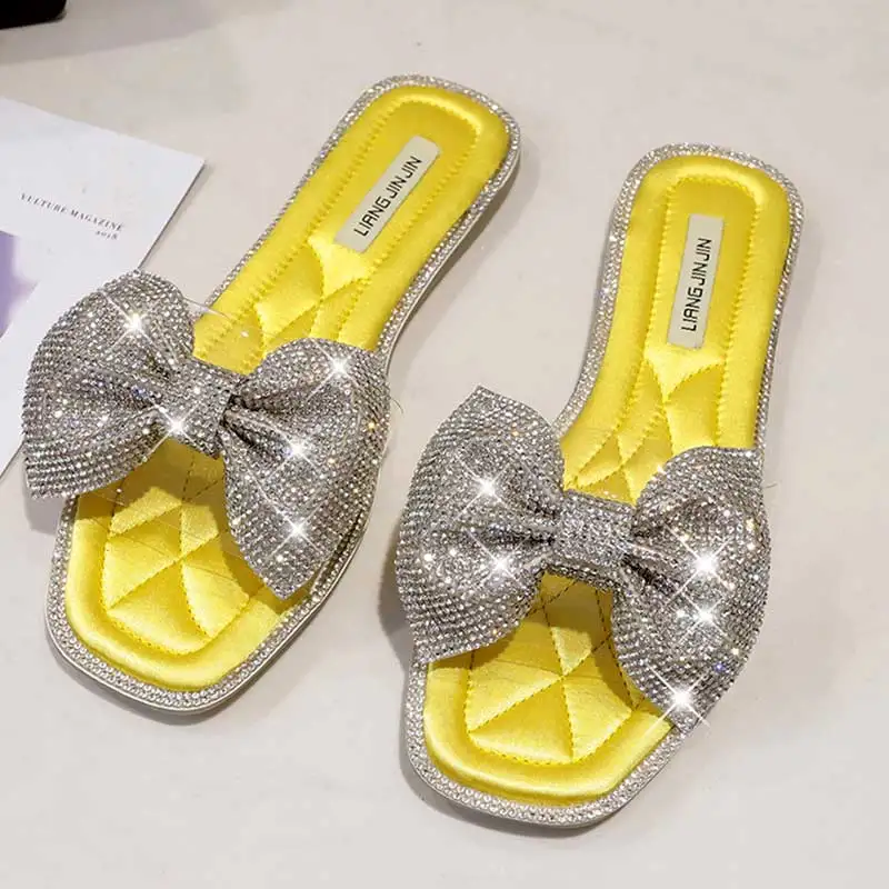 rhinestone bow flip flops