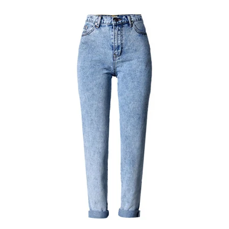 CamKemsey осень зима женские джинсы винтажные джинсы с высокой талией для мамы женские прямые джинсовые брюки женские - Цвет: Snow Blue
